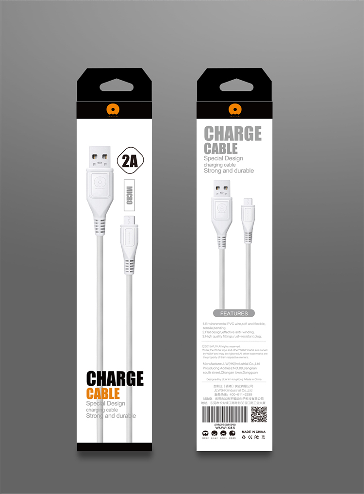 CABLE MICRO USB BLANCO 2A 1M WUW X85