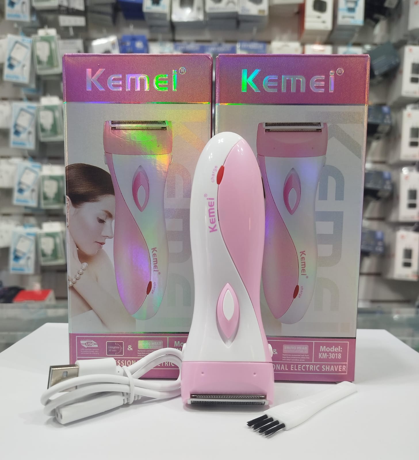 DEPILADORA RECARGABLE KM-3018